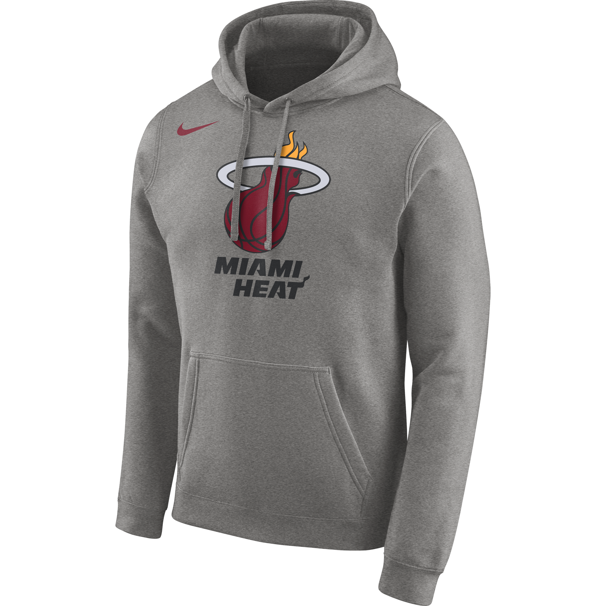 NIKE NBA MIAMI HEAT LOGO HOODIE DARK GREY HEATHER