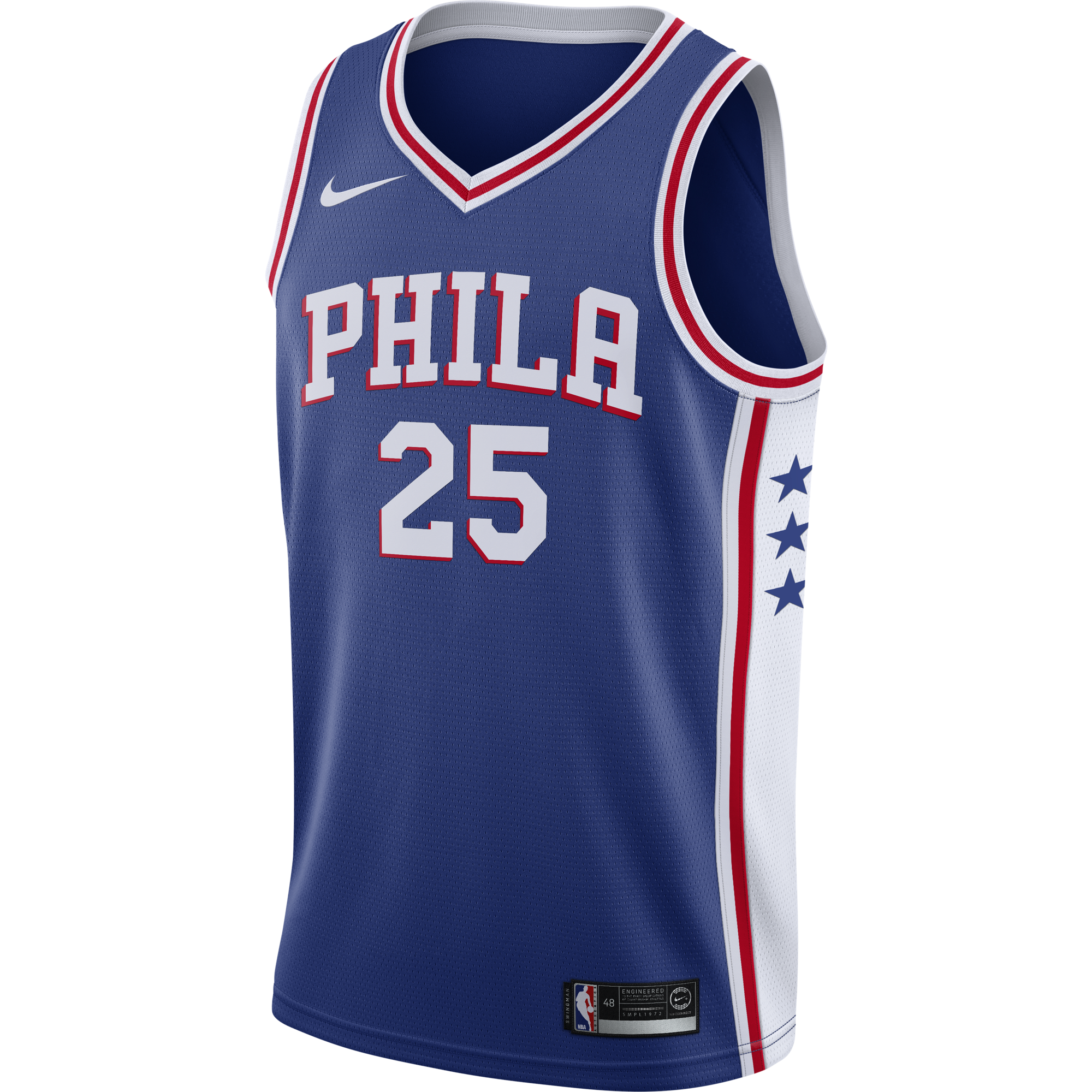 NIKE NBA Philadelphia 76ers Jersey 25 Ben Simmons in Blue Size XL