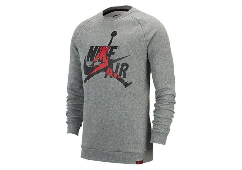 NIKE AIR JORDAN JUMPMAN CLASSICS CREW CARBON HEATHER