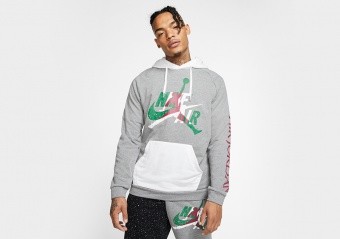 NIKE AIR JORDAN JUMPMAN CLASSICS FLEECE PULLOVER HOODIE CARBON HEATHER