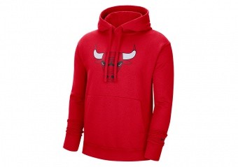 NIKE NBA CHICAGO BULLS ESSENTIAL FLEECE PULLOVER HOODIE UNIVERSITY RED