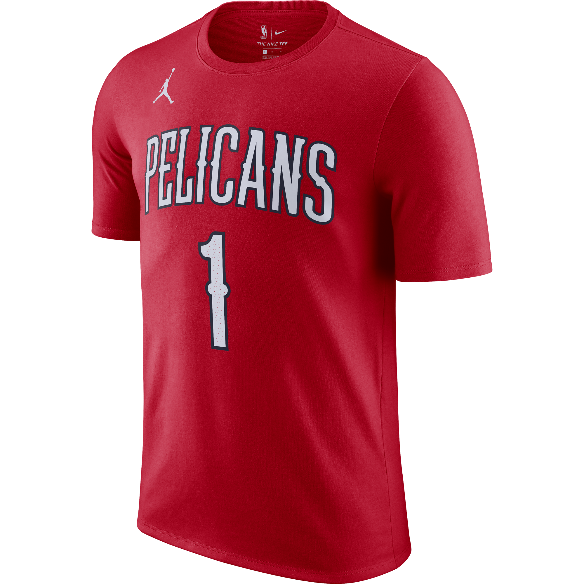 NIKE NBA NEW ORLEANS PELICANS ZION WILLIAMSON STATEMENT EDITION TEE UNIVERSITY RED