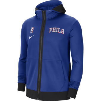 NIKE NBA PHILADELPHIA 76ERS SHOWTIME THERMA FLEX HOODIE RUSH BLUE
