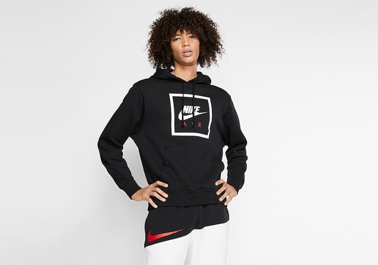 NIKE AIR SPORTSWEAR PULLOVER HOODIE BLACK