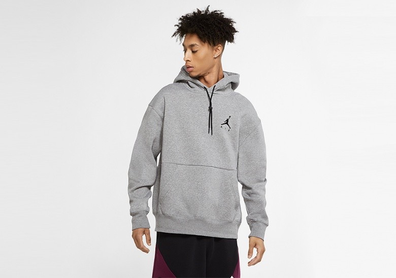 NIKE AIR JORDAN JUMPMAN AIR FLEECE PULLOVER HOODIE CARBON HEATHER