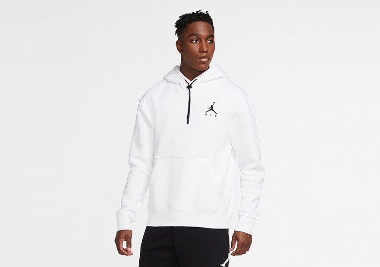 NIKE AIR JORDAN JUMPMAN AIR FLEECE PULLOVER HOODIE WHITE