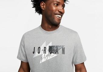 NIKE AIR JORDAN JUMPMAN AIR WORDMARK CREW TEE CARBON HEATHER