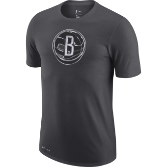 NIKE NBA BROOKLYN NETS EARNED EDITION LOGO DRI-FIT TEE BLACK