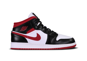 NIKE AIR JORDAN 1 RETRO MID GS WHITE GYM RED BLACK