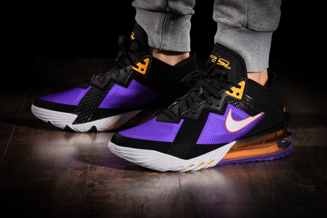 lebron 18 low purple and gold