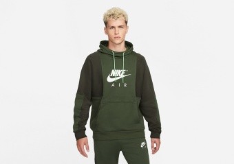 NIKE AIR NSW BRUSHED-BACK FLEECE HOODIE CARBON GREEN