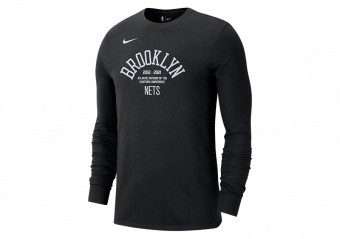 NIKE NBA BROOKLYN NETS COURTSIDE ELEMENT LONG-SLEEVE TEE BLACK