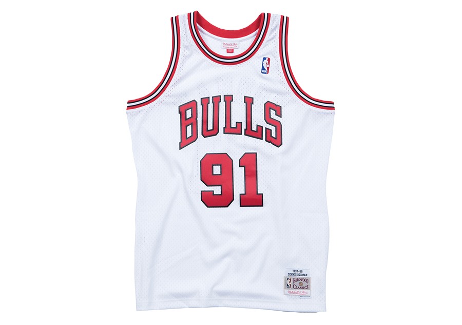 White Chicago Bulls Dennis Rodman # 91 Retro Swingman Basketball Jersey UK 