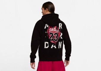 NIKE AIR JORDAN AJ5 GFX FLEECE PULLOVER HOODIE BLACK