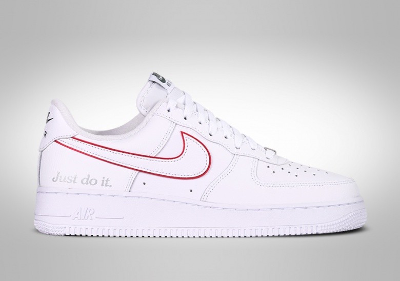NIKE AIR FORCE 1 LOW JUST DO IT WHITE FIRE RED